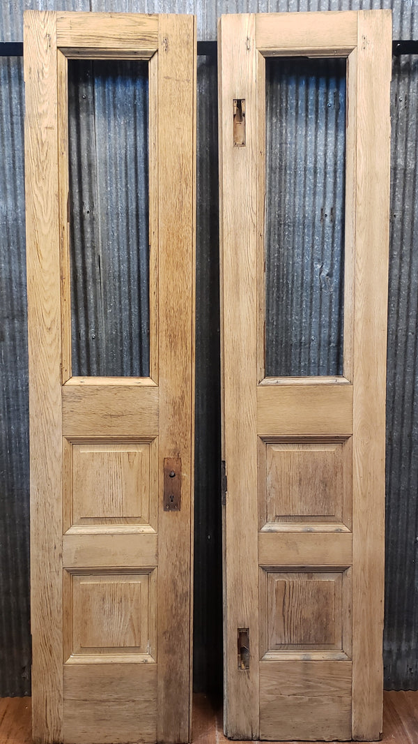 Pair of Newly Stripped Half Glass Exterior Doors 20" x 89 1/8" GA832