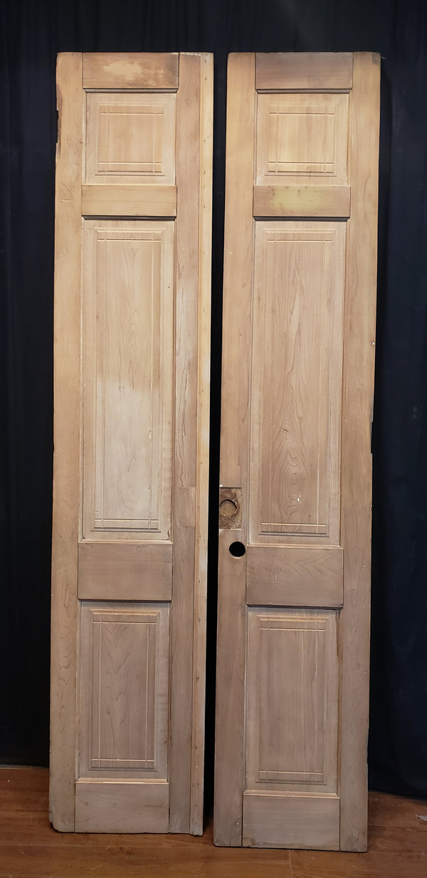 Pair of Newly Stripped 3 Panel Exterior Doors 19 3/8" x 99 1/2" GA9392