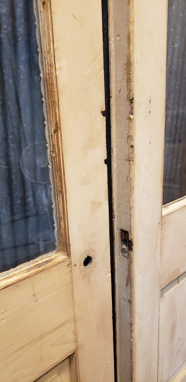 Pair of Newly Stripped Half Glass Ornate Exterior Doors 20" x 80" GA9393