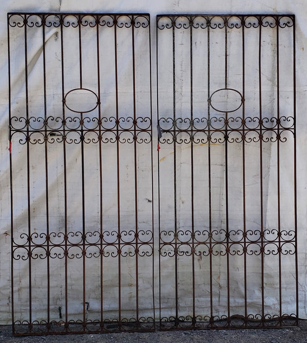 Pair of Ornate Wrought Iron Gates 91" Tall by  40 1/2" Wide  #GA9402