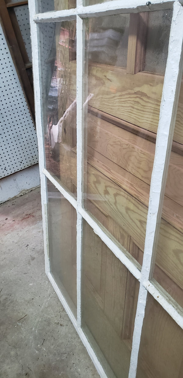 Large 9 Pane Window with Wavy & Folded Glass 46 3/8" x 69 3/4" GA9419