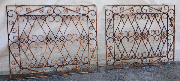Pair of Ornate Wrought Iron Driveway Property Gates 39" x 48 1/2" GA9432