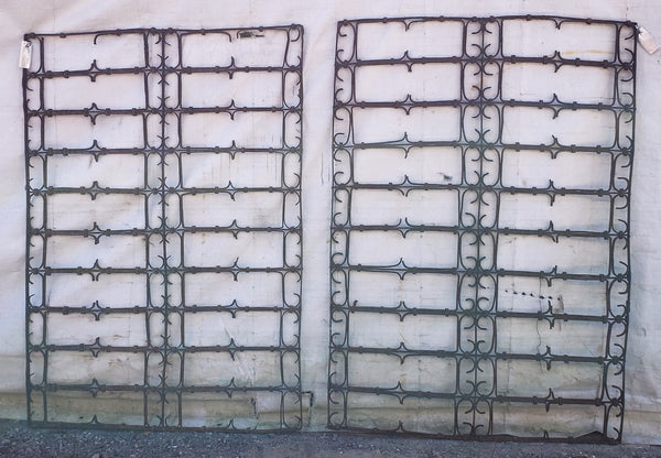 Pair of Old Hand Forged Wrought Iron Gates 57" Tall x 40 1/2" Wide GA9433