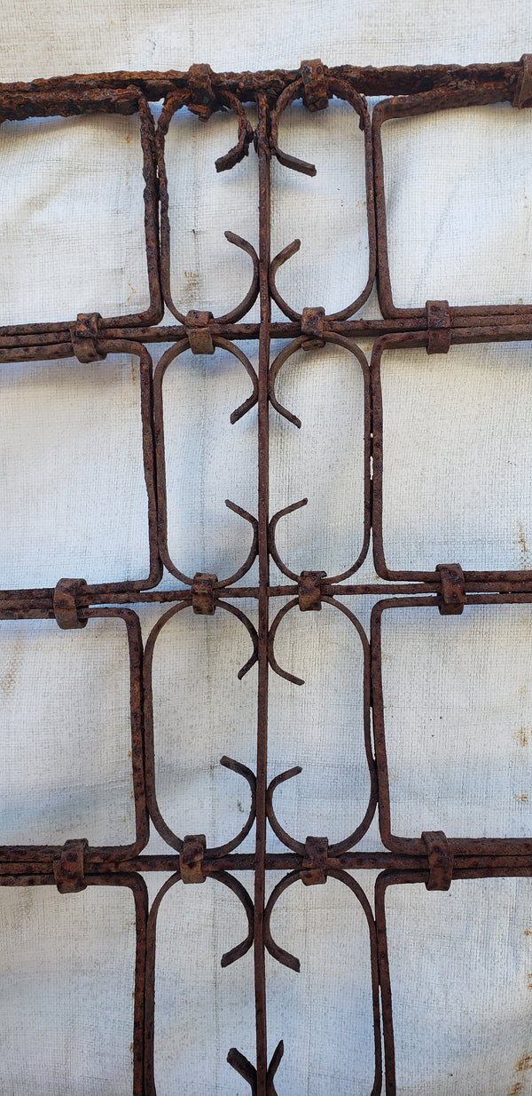 Pair of Old Hand Forged Wrought Iron Gates 57" Tall x 40 1/2" Wide GA9433