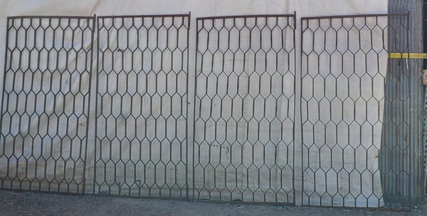 Set of 4 Wrought Iron Honeycomb Design Gate Panels Wide GA9438