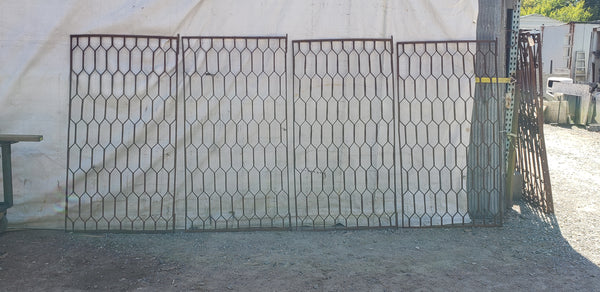 Set of 4 Wrought Iron Honeycomb Design Gate Panels Wide GA9438