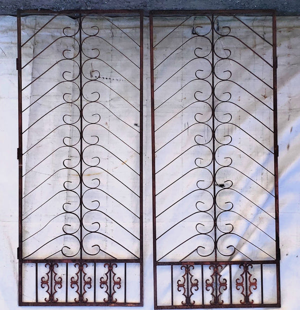 Pair of Unique Wrought Iron & Steel Gate Panels 95 3/4" Tall by 45" Wide GA9444
