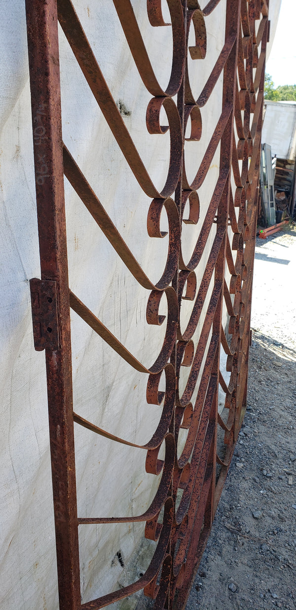 Pair of Unique Wrought Iron & Steel Gate Panels 95 3/4" Tall by 45" Wide GA9444