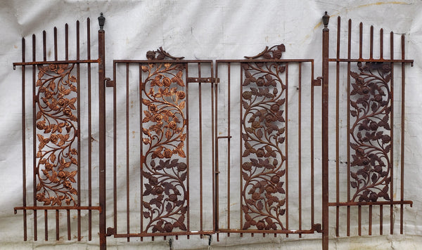 Ornate 4 Piece Wrought Iron Gate Set with Hinges GA9475