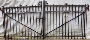 Pair of Ornate Wrought Iron Driveway Gates 55 1/4