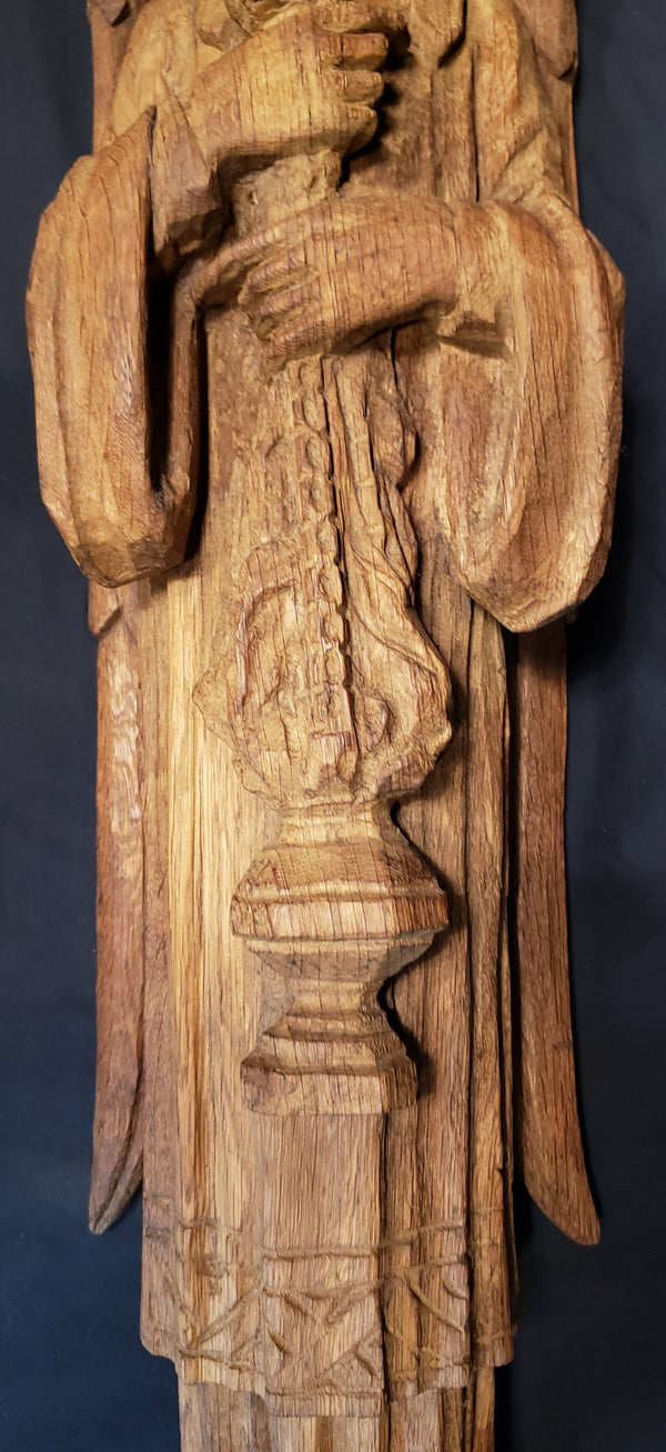 Hand Carved Oak Hanging Angel Statue GA9480