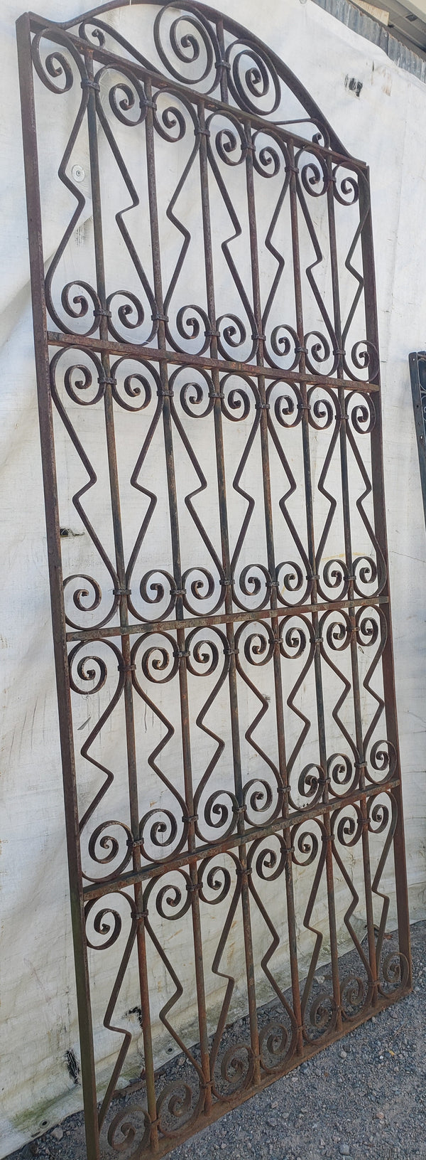 Arched Top Wrought Iron Gate with Geometric Designs 109 1/2" x 46 1/2" GA9500