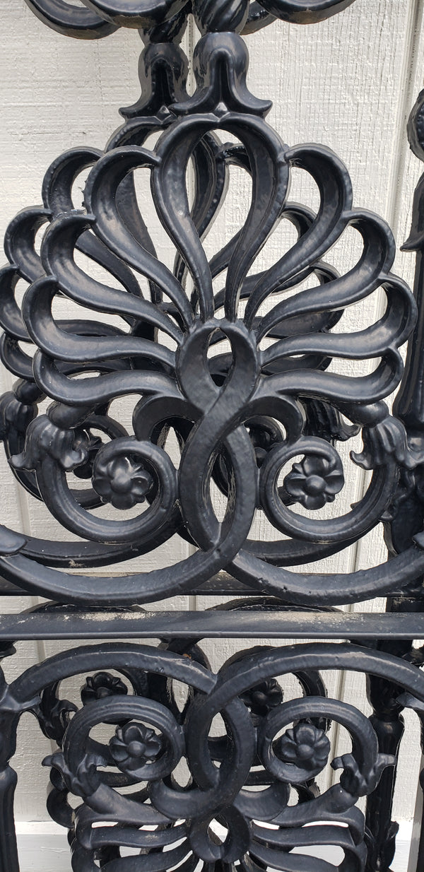 Pair of Ornate Satin Black Solid Cast Iron Gate Panels 43" Wide by  103" Tall GA9545