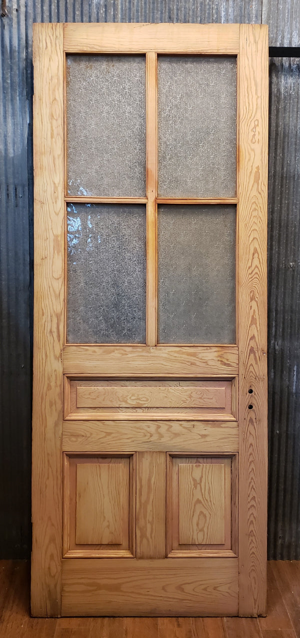 Newly Stripped Textured Glass & Paneled Exterior Door 35 5/8" x 87 1/2" GA9556