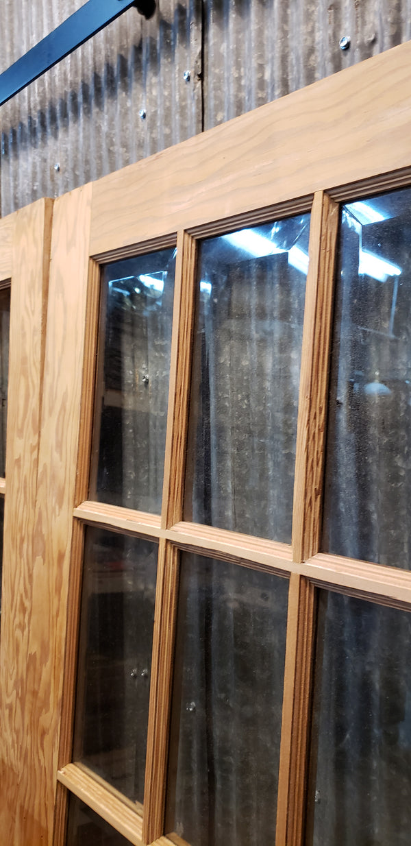 Pair of Newly Stripped 15 Pane Beveled Glass Doors 29 3/4" x 77 3/4" GA9559