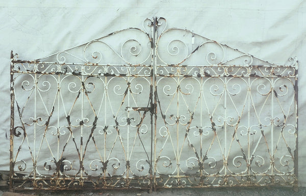 Ornate Arched Wrought Iron Gates 104 1/2"Total Width by 65" Tall GA9578
