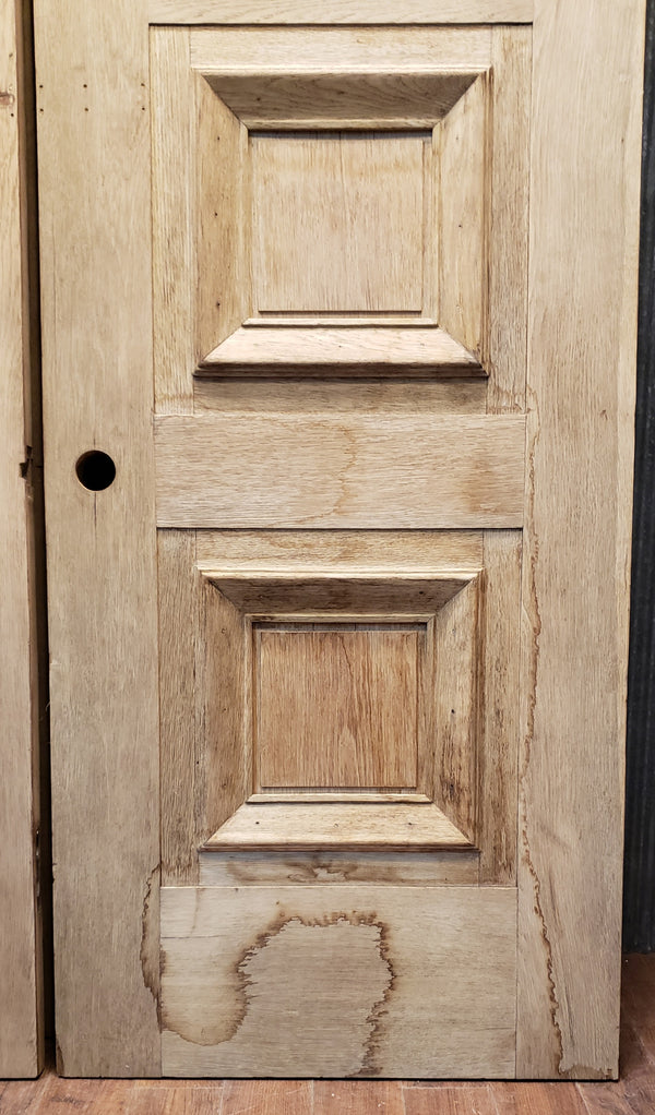 Pair of Newly Stripped Solid Oak 3 Panel Exterior Doors 31 5/8" x 89" GA9587