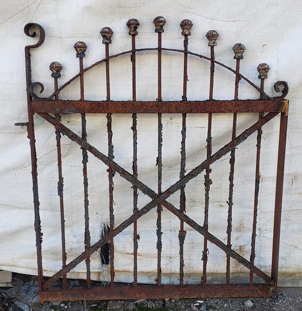 Ornate Cross Hatch Wrought Iron Gate with Ball Finials 35" by 40" GA9596