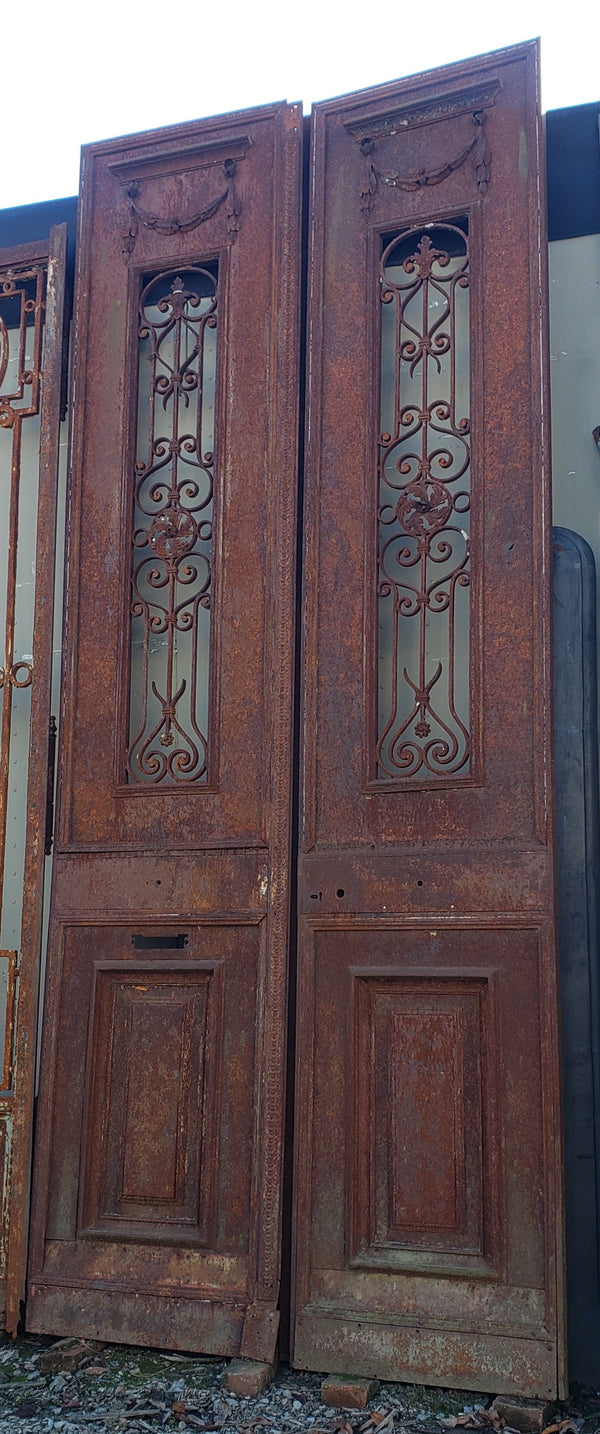 Ornate Art Nouveau Wrought Iron Gates 23 1/2" Wide x 121" Tall GA9598