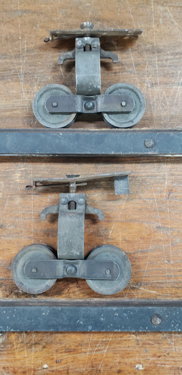1800's Double Pocket Door Hardware Sets With Wheel Assemblies & Screws GA9609