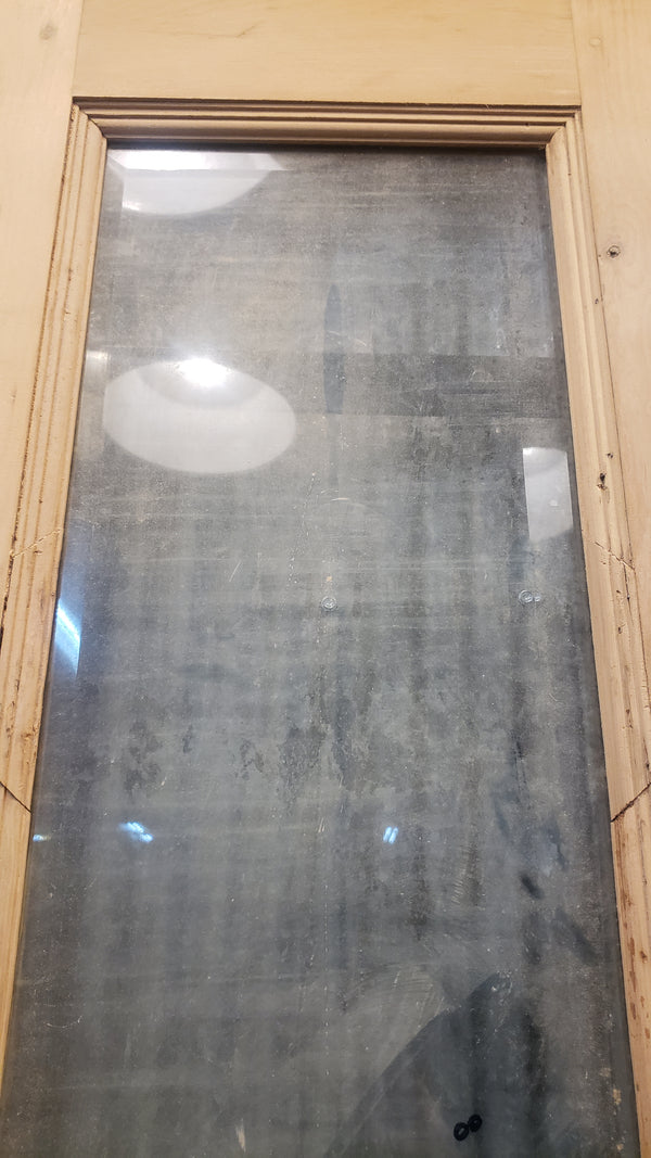Pair of Newly Stripped Interior Doors with Beveled Glass & Raised Panels GA9656