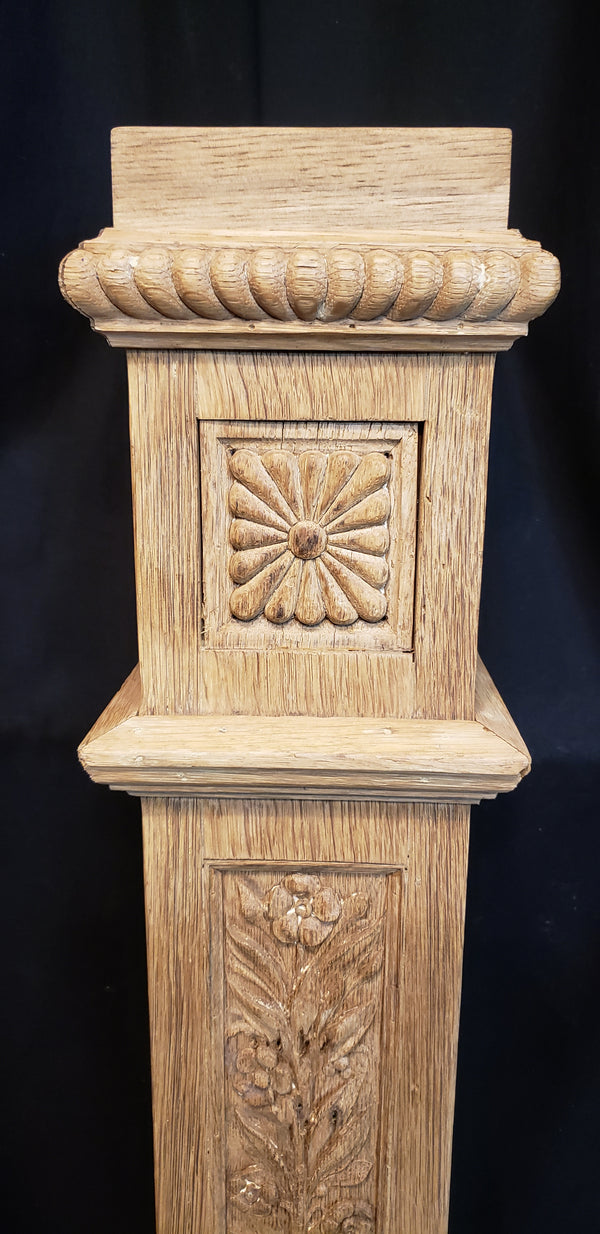 Newly Stripped Solid Oak Hand Carved Newel Post 51" x 6" GA9676