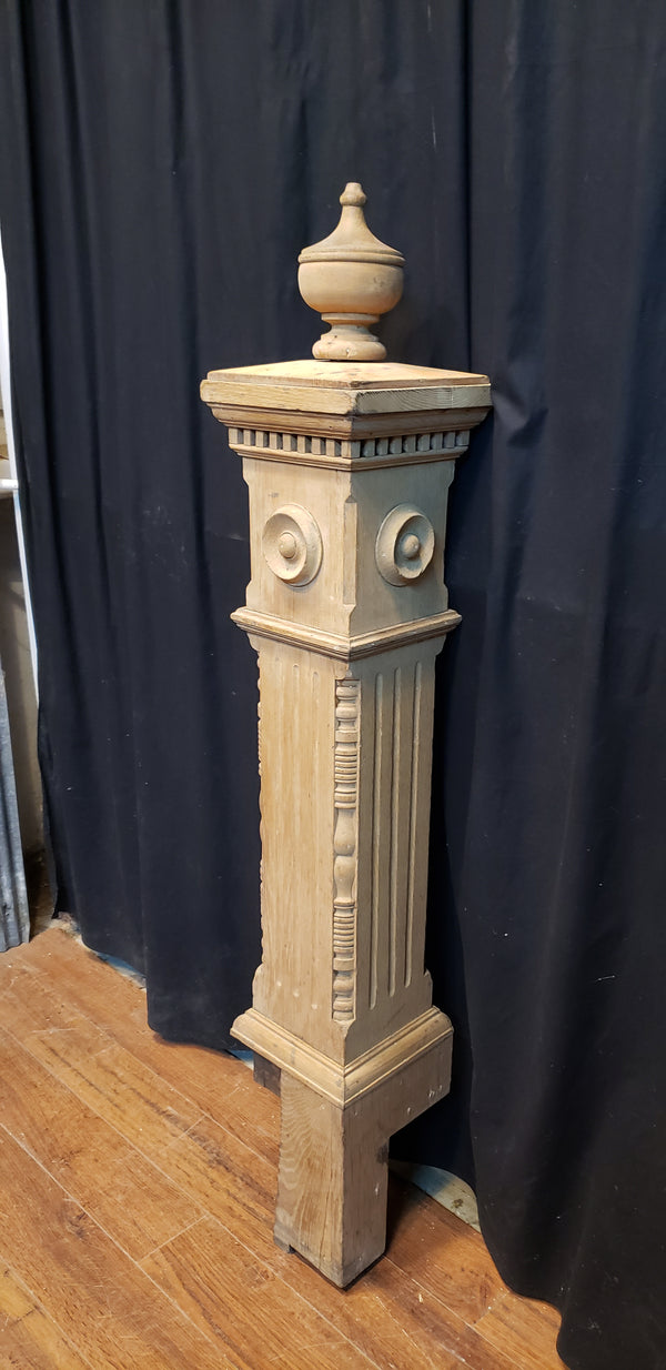 Restored Ornate Solid Oak Newel Post 55 1/2" by 8 1/2"  GA9796