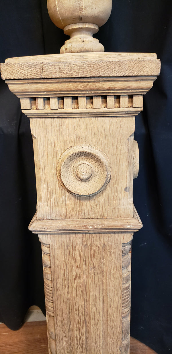 Restored Ornate Solid Oak Newel Post 55 1/2" by 8 1/2"  GA9796