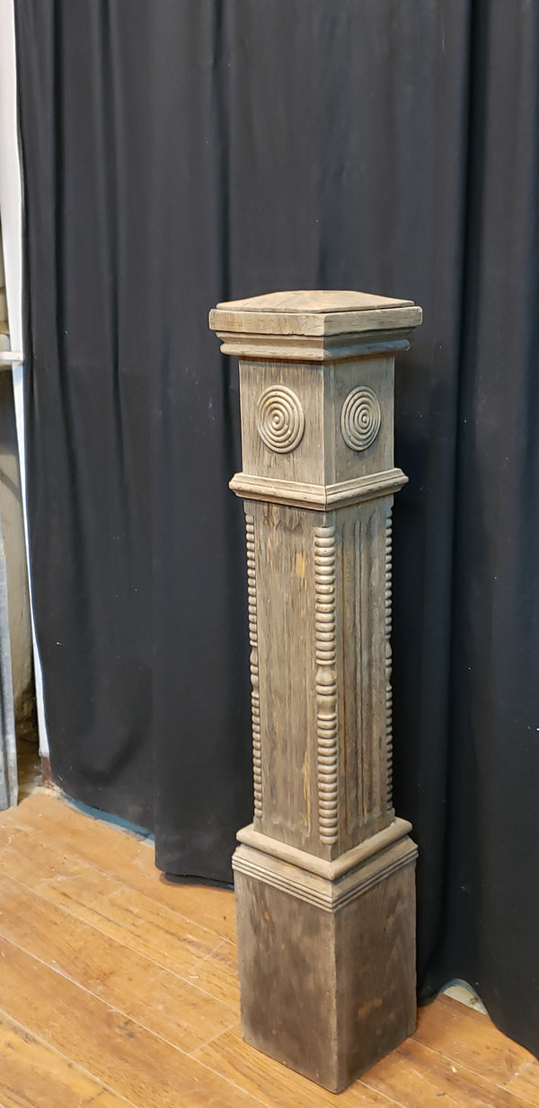 Restored Ornate Solid Oak Newel Post 45" by 8"  GA9702