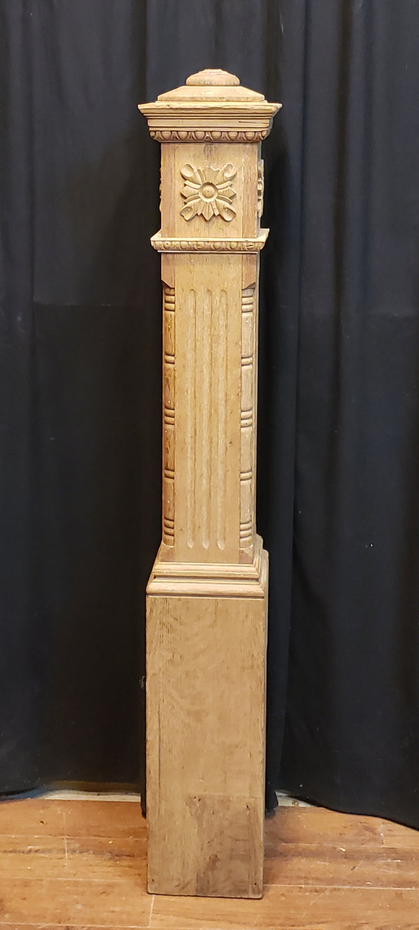 Restored Ornate Solid Oak Newel Post 54 1/2" by 7 1/2"  GA9704