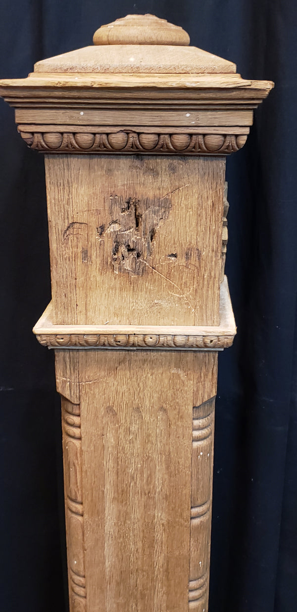 Restored Ornate Solid Oak Newel Post 54 1/2" by 7 1/2"  GA9704