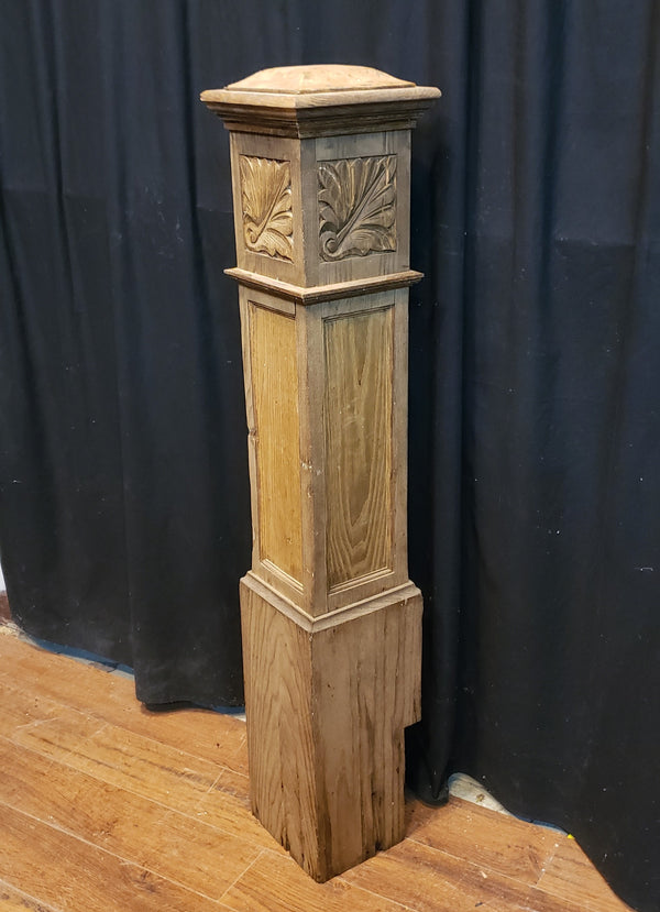 Restored Ornate Solid Oak Hand Carved Newel Post 46 1/2" x 8" GA9706