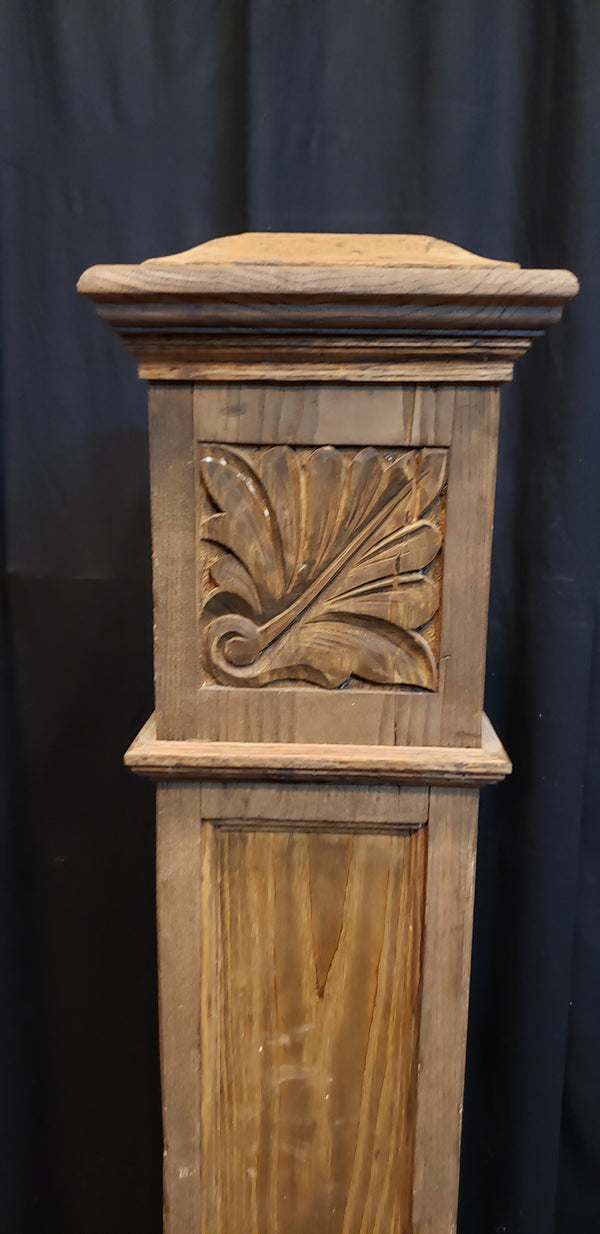 Restored Ornate Solid Oak Hand Carved Newel Post 46 1/2" x 8" GA9706