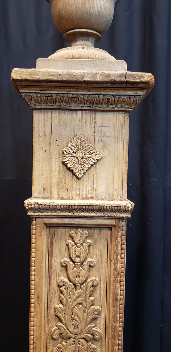 Restored Ornate Solid Oak Newel Post 54" by 7"  GA9707