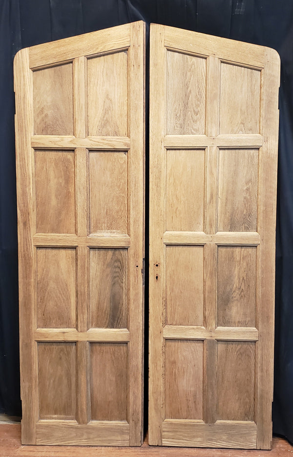 Pair of Solid Oak 8 Panel Arched Exterior Doors 24" Wide by 81" Tall GA9722