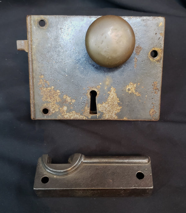 1800's Left Sided Carpenter Style Rim Lock Set  5" x 3 3/4" GA9726