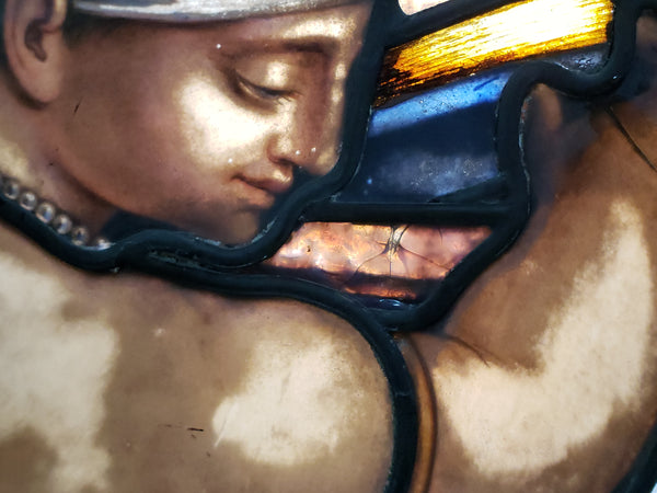 Michelangelo's Libyan Sibyl Painting on Stained Glass 33" x 41 1/2" GA9738
