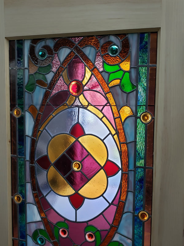 Customizable Textured Leaded Stained Glass Door 83 1/2" Tall x 40" Wide GA9744