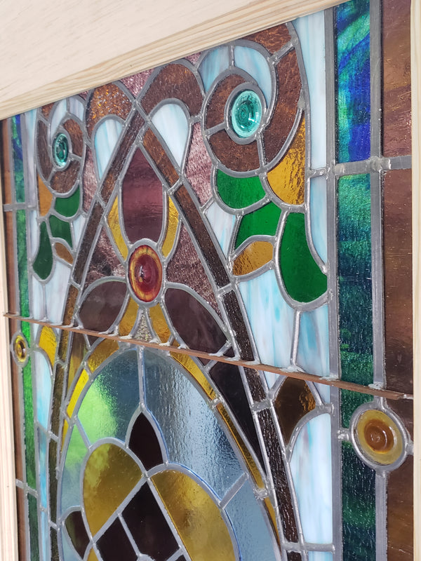 Customizable Textured Leaded Stained Glass Door 83 1/2" Tall x 40" Wide GA9744
