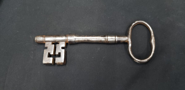 Restored 1800's Left Side Carpenter Style Rim Lock Set 9 1/8" x 6 1/8" GA9750