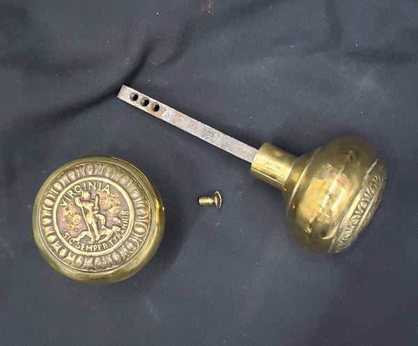 Hand Crafted Cast Brass Virginia State Seal Door Knob Set GA9752