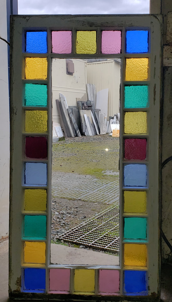 Multi Paned Textured Stained Glass Window 24" x  45" GA9759