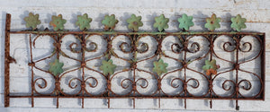 1800's Wrought Iron Window Grate  with Green Flowers 43