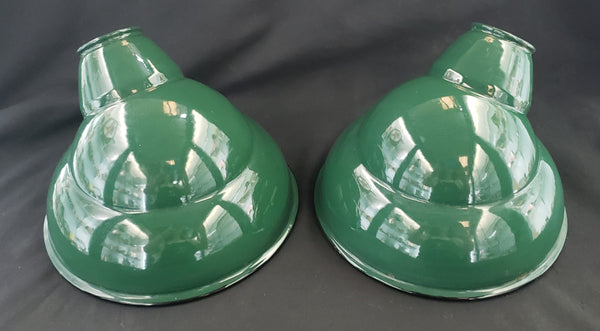 Pair of Vintage Green & White Cased Gas Station Light Shades GA9835