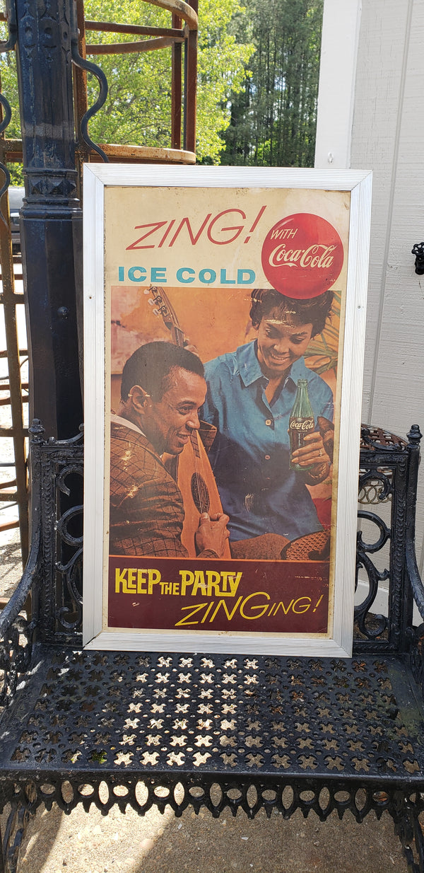 Rare - "Zing! with Coca Cola Ice Cold Keep the Party Zinging" Framed Sign GA9838