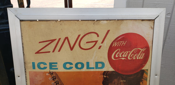 Rare - "Zing! with Coca Cola Ice Cold Keep the Party Zinging" Framed Sign GA9838