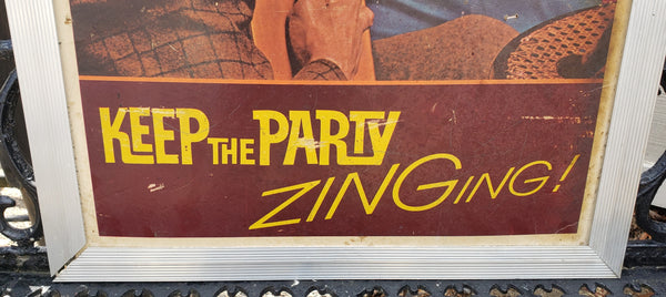 Rare - "Zing! with Coca Cola Ice Cold Keep the Party Zinging" Framed Sign GA9838