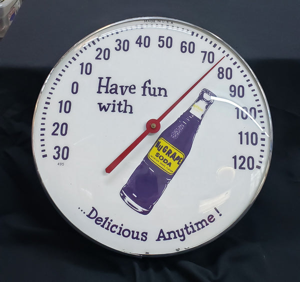 Vintage "Have fun with NuGrape Soda...Delicious Anytime" Wall Thermometer GA9850