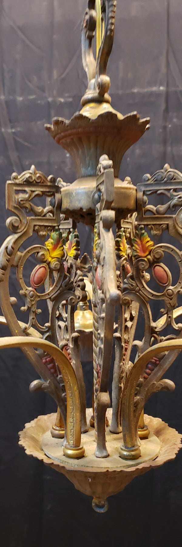 Art Nouveau Ornate Cast Iron Filigree 5 Light Chandelier 20" x 19" #GA739