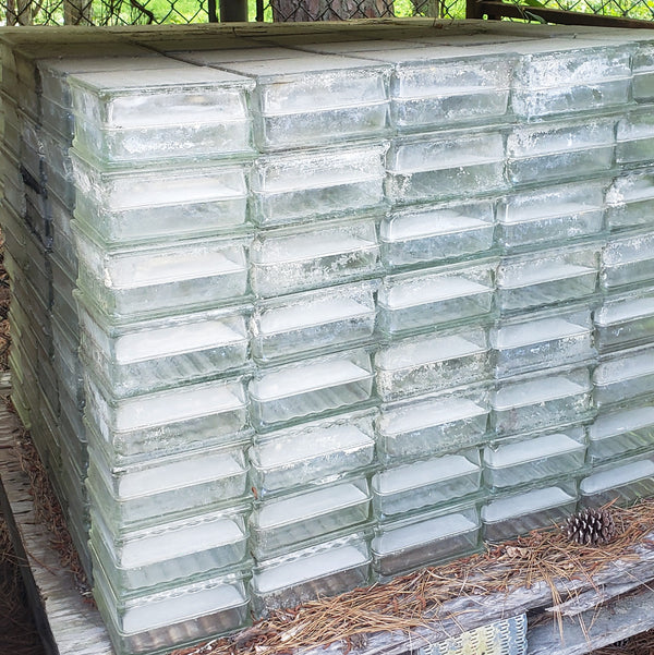 Reclaimed Square Glass Blocks 7 3/4" x 3 7/8" 3 Patterns Available - Over 1000 In Stock!